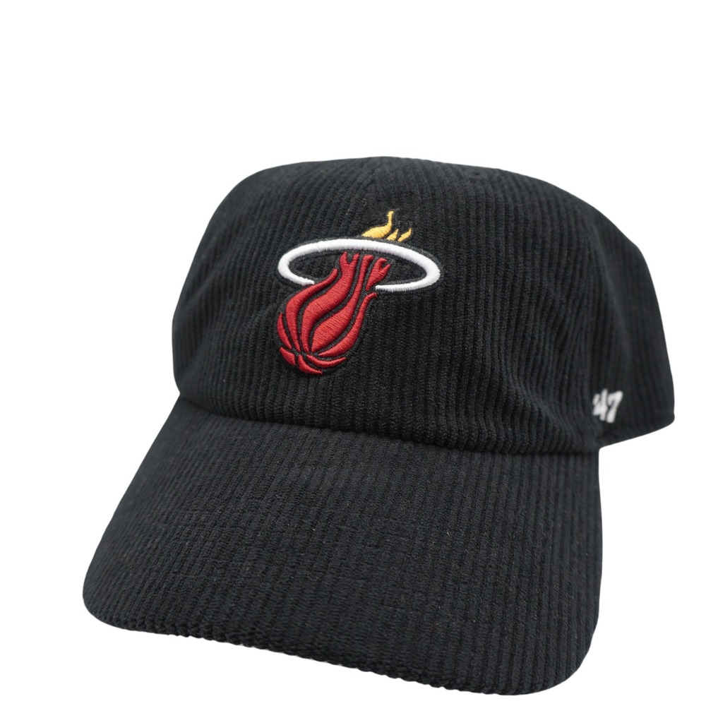 '47 Miami Heat Hat Mens OS Black Corduroy NBA Clean Up Adjustable Strapback Cap
